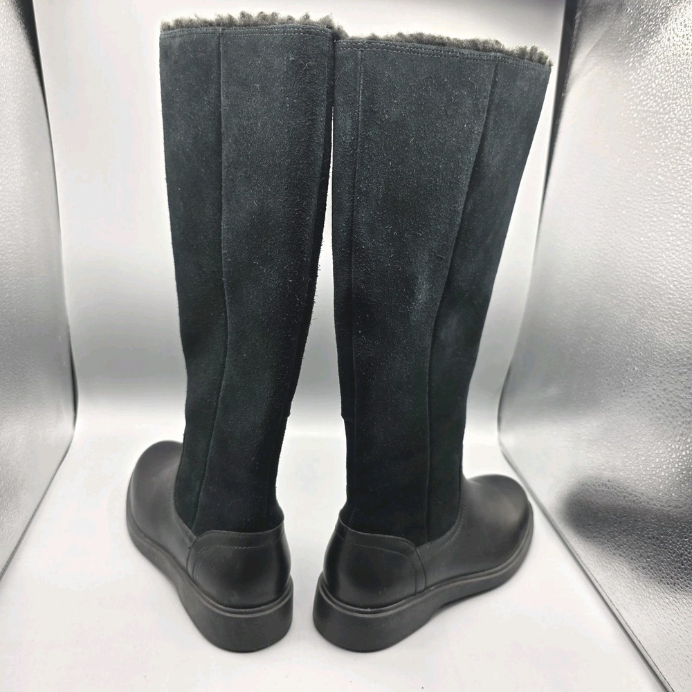 CLARKS Un Elda Hi Boots Womens 6 Black Leather Suede Faux Fur Lined Waterproof - Picture 5 of 11